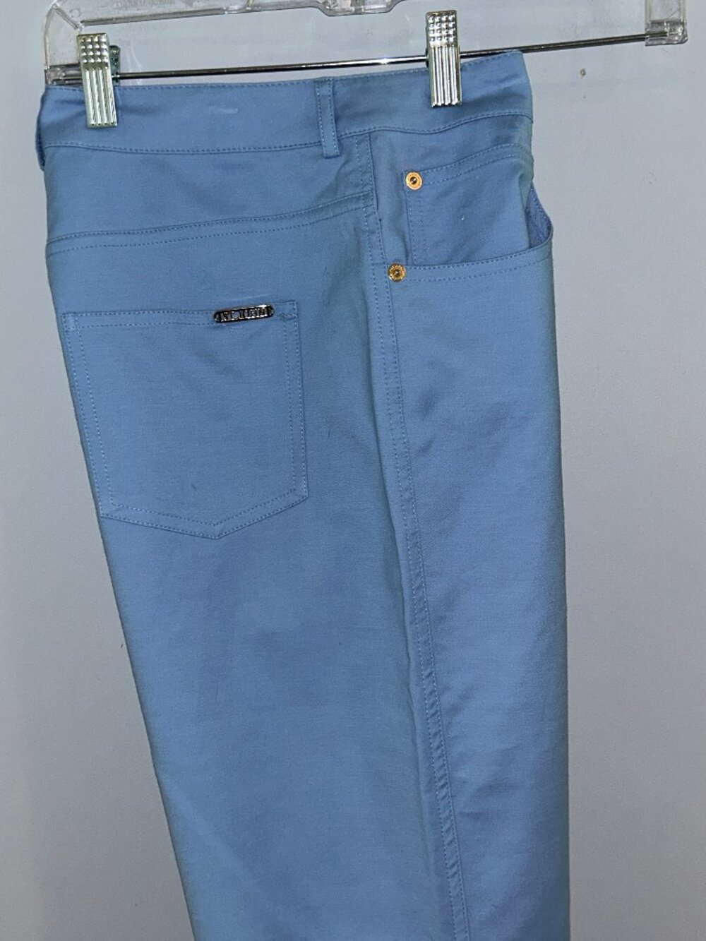 St. John Light Blue Straight Leg Pants, Sz 6, Ladies, cotton